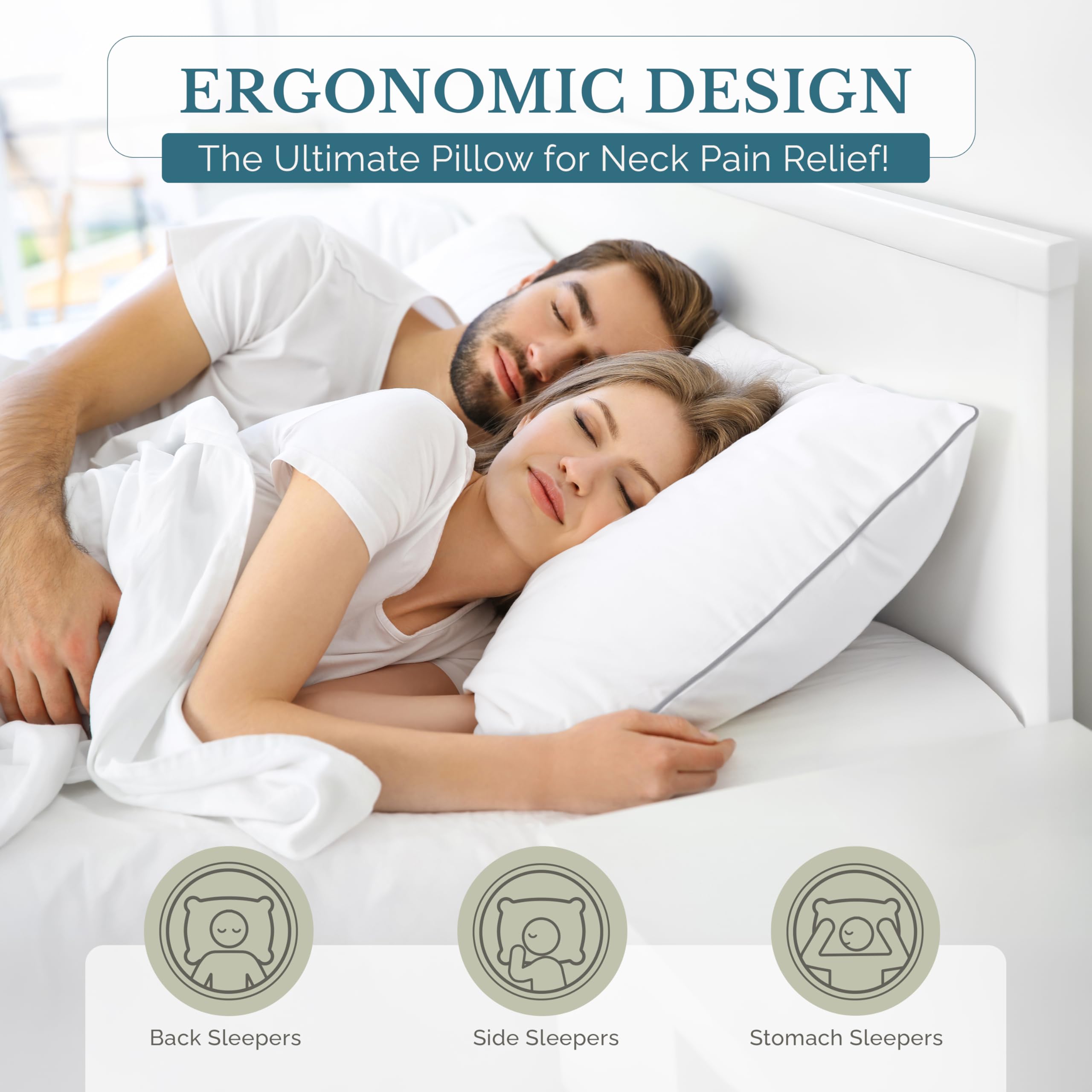 Casa Platino Bed Pillows Standard Size 4 Pack (20x26) - Down Alternative Sleeping Pillows, Hotel Quality, Hypoallergenic & Supportive for Side & Back Sleepers 🍁 All In One Marketplace Canada