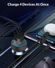 iPhone 17 16 15 Car Charger Fast Charging, 90W 4-Port USB C Fast Car Charger Cigarette Lighter Adapter with 240W 3FT USB-C Cable for iPhone 17/Air/17 Pro/17e/16/15 Pro Max/Plus/16e, iPad, Android 🍁 All In One Marketplace Canada
