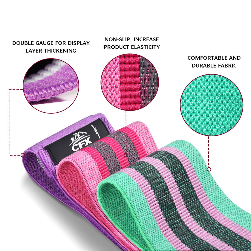CFX Resistance Bands 3 Sets, Premium Exercise Loops with Non-Slip Design for Hips & Glutes, 3 Resistance Level Workout Booty Bands for Women and Men 🍁 All In One Marketplace Canada
