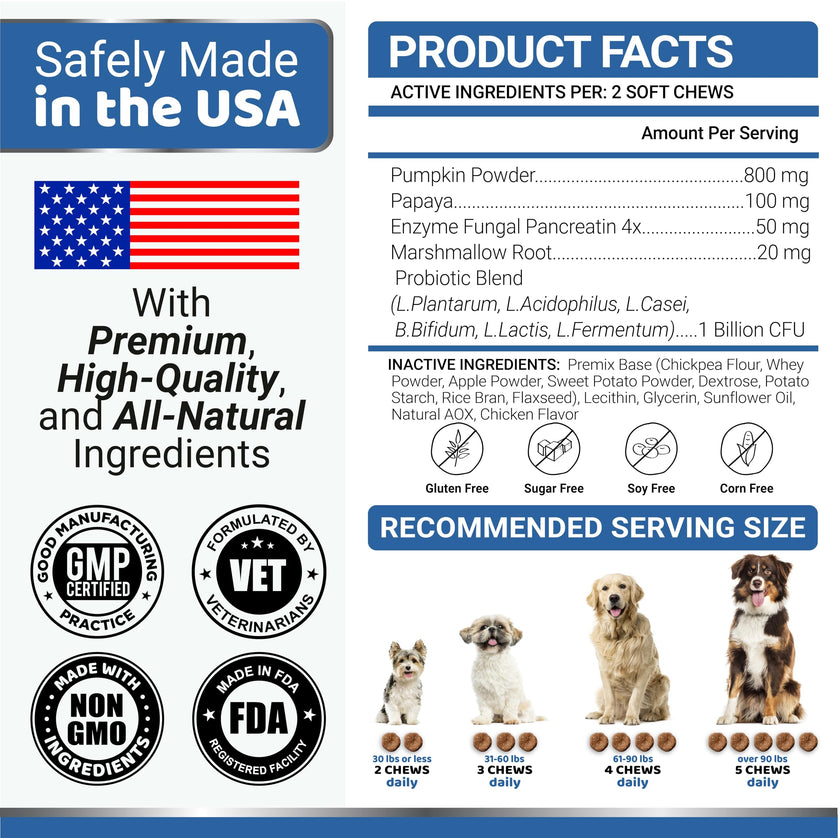 Probiotics for Dogs - 170 Chews - Helps Relieve Diarrhea, Gas & Allergies, Constipation - Dog Probiotics - Digestive & Immune Support - Prebiotics & Digestive Enzymes - Gut Health Chewable Supplement 🍁 All In One Marketplace Canada