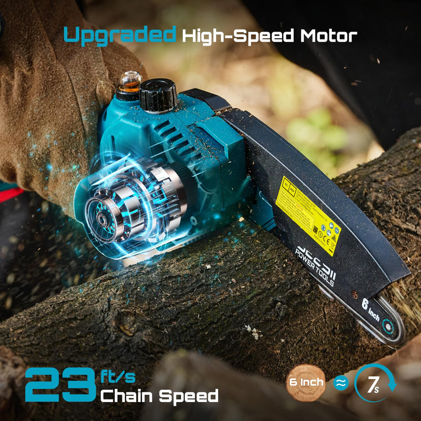 SEESII Mini Chainsaw 6 Inch: Electric Chainsaw with 2PCS 4000mAh Batteries & Oiler - 900W Motor for Quick Work - Saw for Branch Cutting - Gifts for Father Day Men Women Dad Mom Gardener (M6 Pro) 🍁 All In One Marketplace Canada