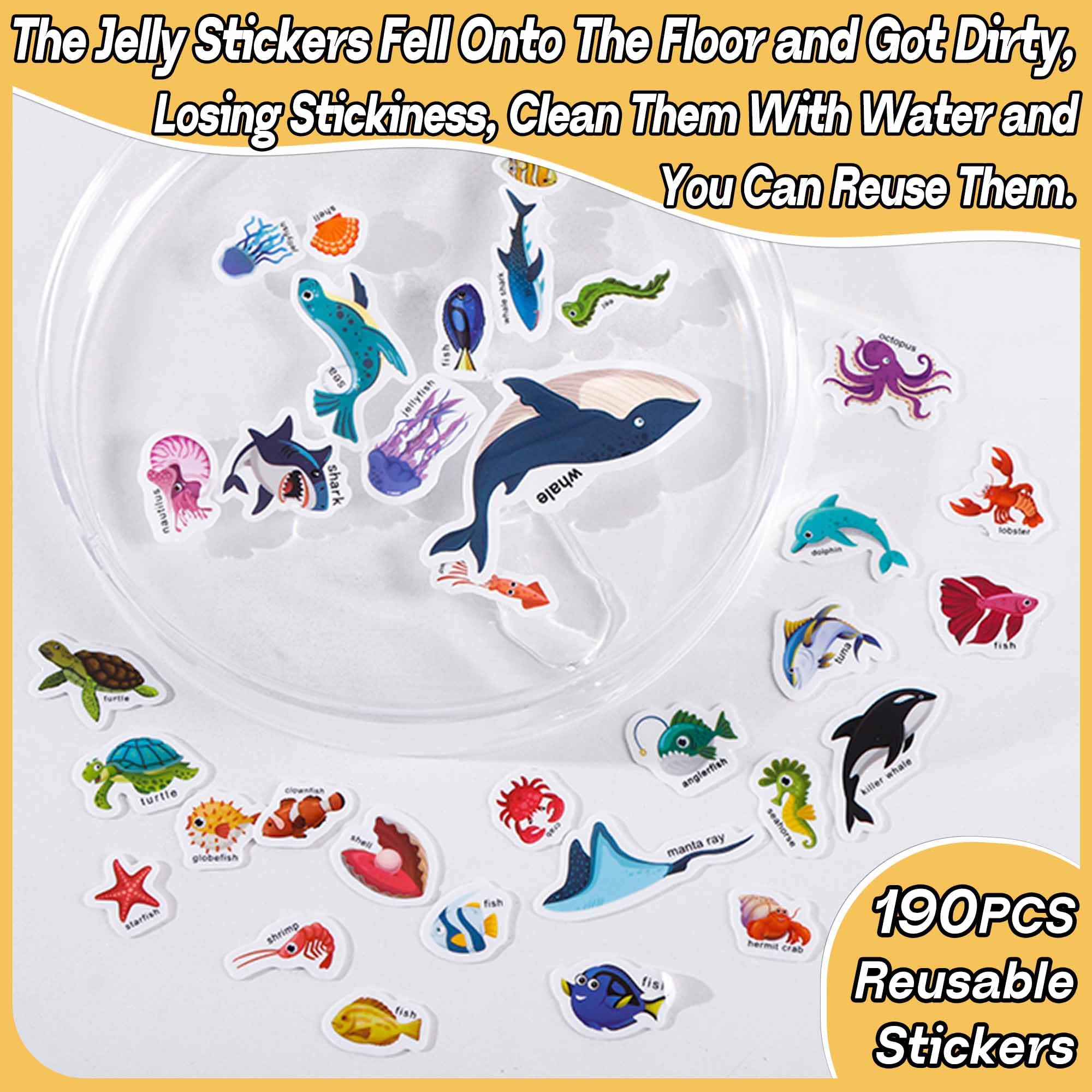 iGetooy Reusable Sticker Book, 6 Sets Sticker Book for Kids, Jelly Stickers for Kids, Vehicles, Animals, Ocean, Dinosaurs, Supermarket, Human Body 🍁 All In One Marketplace Canada