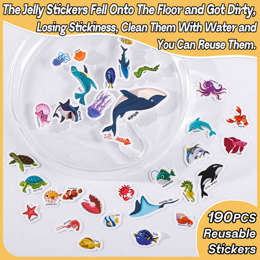 iGetooy Reusable Sticker Book, 6 Sets Sticker Book for Kids, Jelly Stickers for Kids, Vehicles, Animals, Ocean, Dinosaurs, Supermarket, Human Body 🍁 All In One Marketplace Canada