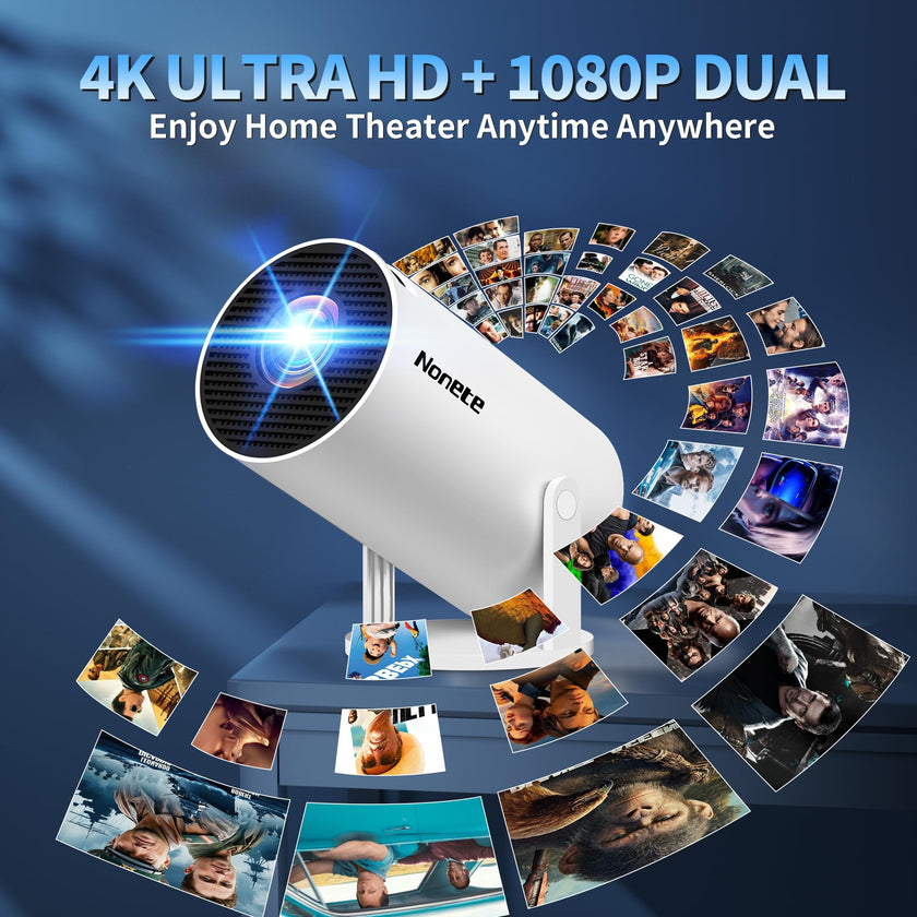 [2026 Upgraded] Mini Projector Support 4K 1080P FHD Auto Keystone 270° Rotatable with WiFi 6 and Bluetooth 5.2 Projector Portable Compatibile with HDMI/TV Stick/Memory Stick/Laptop,White 🍁 All In One Marketplace Canada