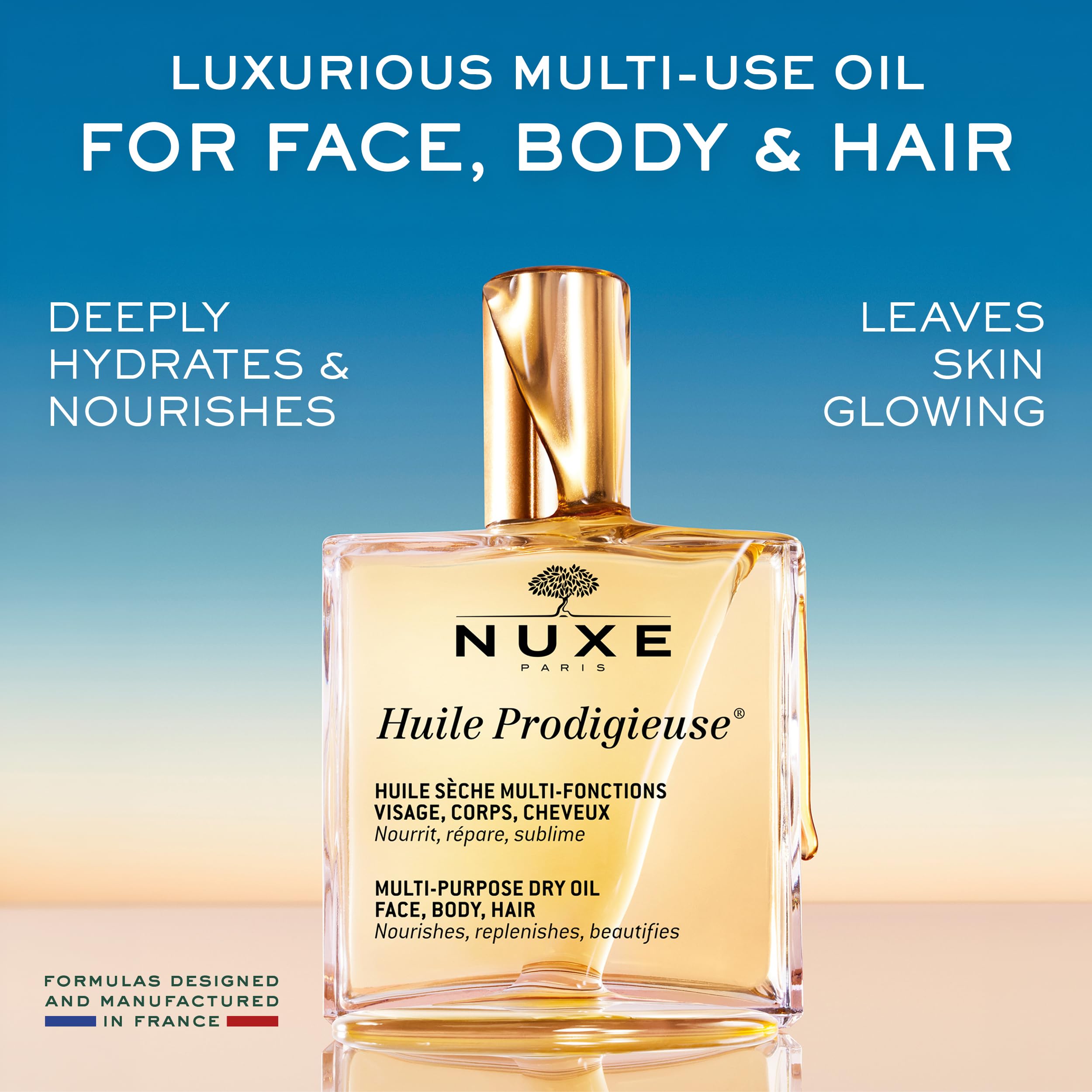 NUXE Huile Prodigieuse Multi-Purpose Dry Oil - Radiant Glow and Lightweight Hydration for Face, Body & Hair. Nourishes, Repairs and Enhances - 50mL 🍁 All In One Marketplace Canada