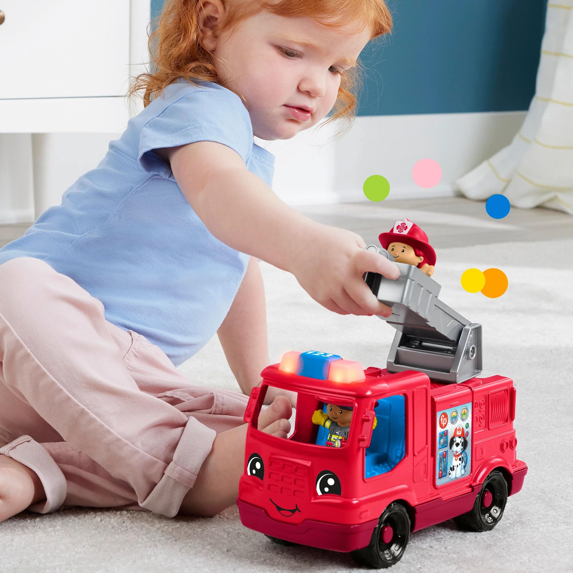 Fisher-Price Little People Toddler Toy Fire Truck Musical Push-Along Vehicle with 2 Figures for Pretend Play Ages 1+ Years 🍁 All In One Marketplace Canada