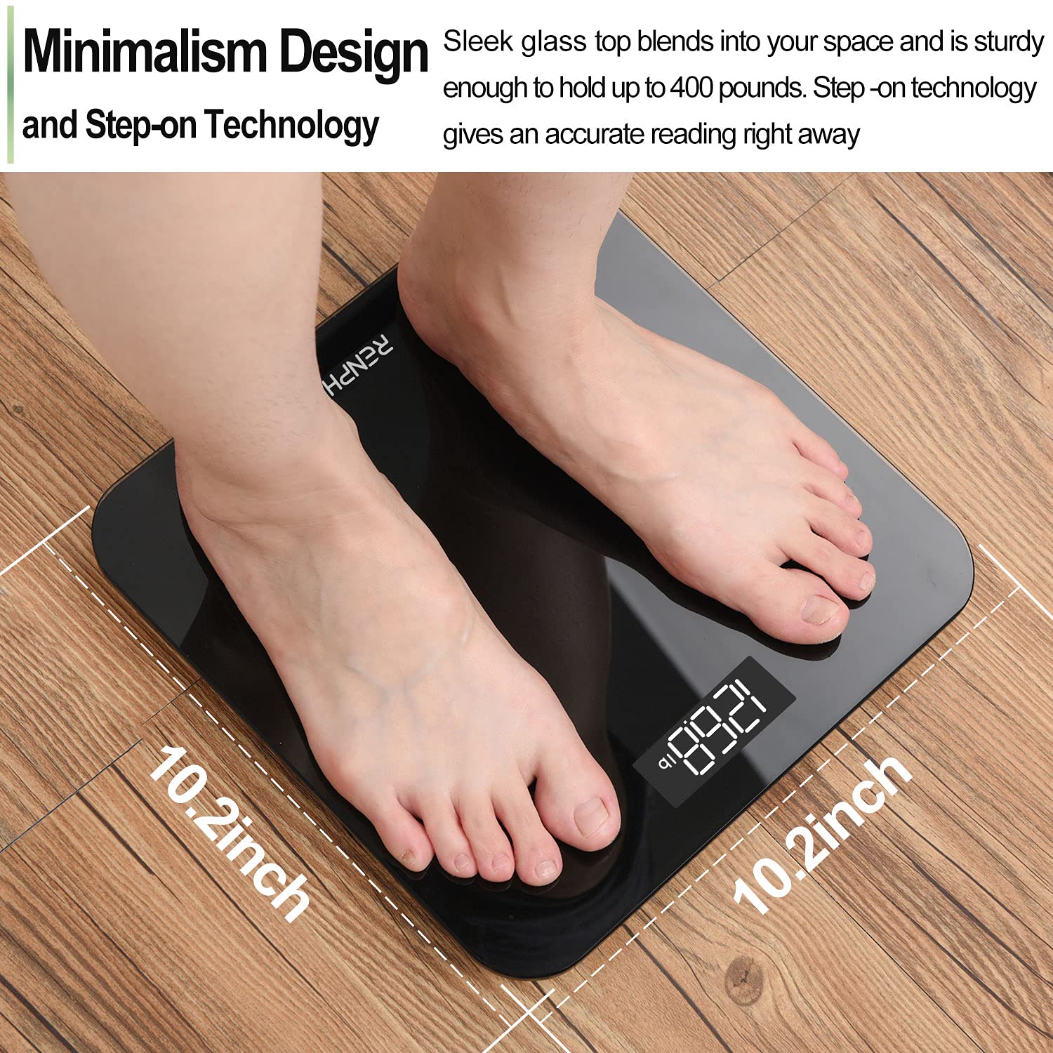 RENPHO Scale for Body Weight, Bathroom Weighing Scale with Backlit LED Display, Highly Accurate & Measures Weight up to 400 lb/180kg, Black-Core 1S (Black) 🍁 All In One Marketplace Canada