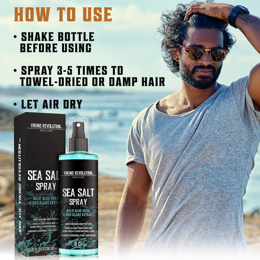 Viking Revolution - Sea Salt Spray Hair Men - 240ml - Texturizing Spray with Kelp, Aloe Vera & Red Algae Extract - Hairspray to Add Volume & Texture - Beach Hair Spray - Gifts For Men 🍁 All In One Marketplace Canada