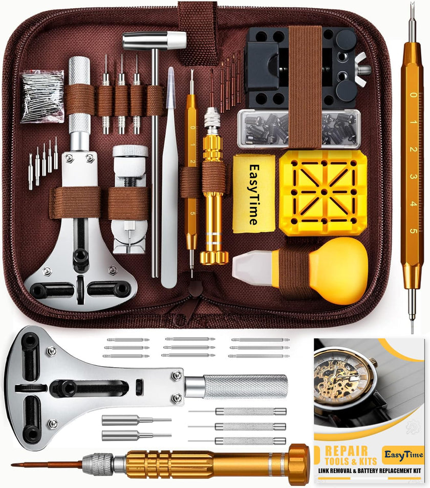 EasyTime Watch Repair Kit, Watch Link Removal Tool, Watch Band Adjustment, Including Watch Back Case Opener, Spring Bar, Operation Manual, Suitable for Battery Replacement and Strap disassemble 🍁 All In One Marketplace Canada