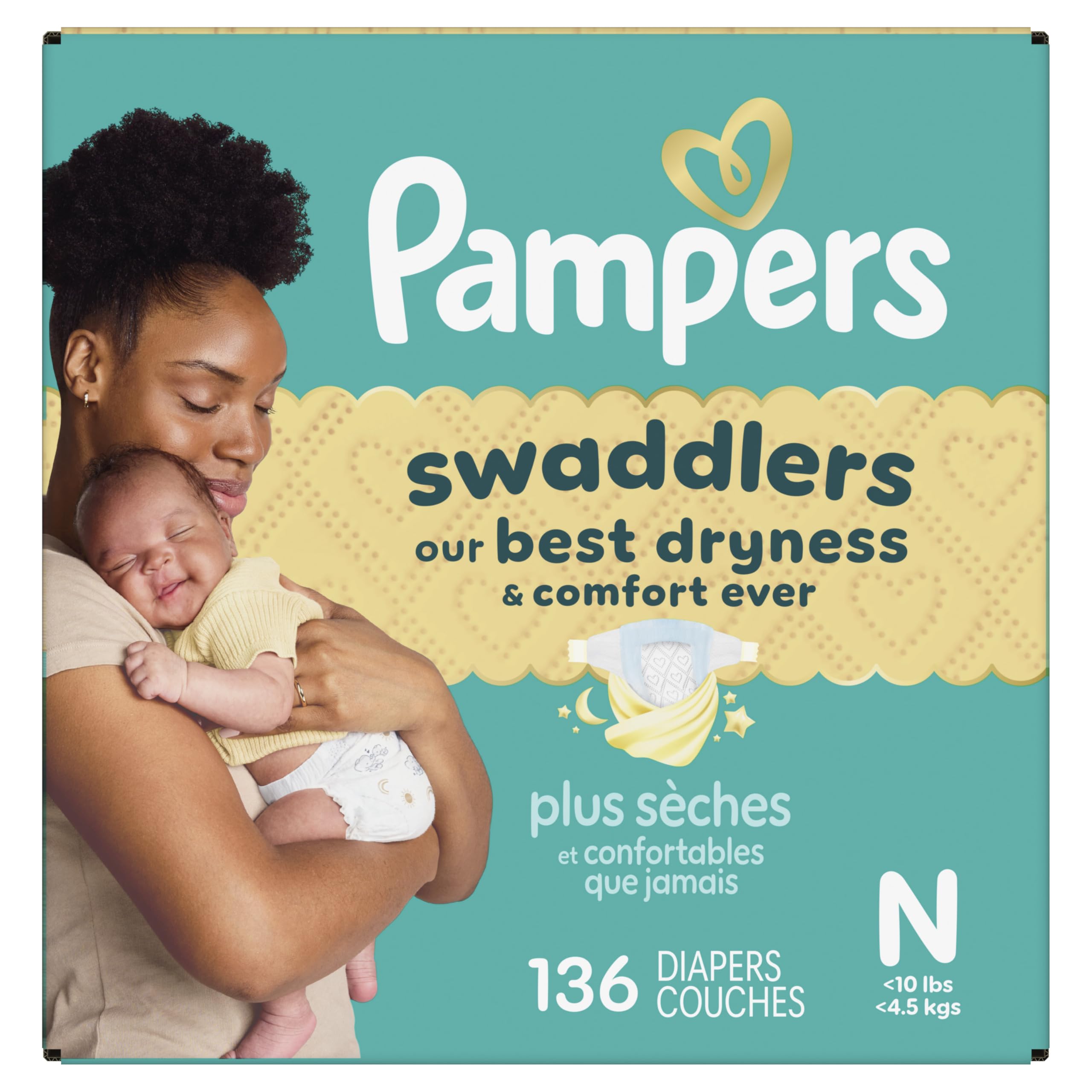 Pampers Swaddlers Diapers, Size 0 (up to 10 lbs), 136 Count, Absorbent, Keeps Baby Dry and Comfortable, Skin Safe Disposable Baby Diaper 🍁 All In One Marketplace Canada