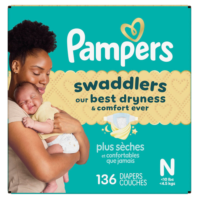 Pampers Swaddlers Diapers, Size 0 (up to 10 lbs), 136 Count, Absorbent, Keeps Baby Dry and Comfortable, Skin Safe Disposable Baby Diaper 🍁 All In One Marketplace Canada