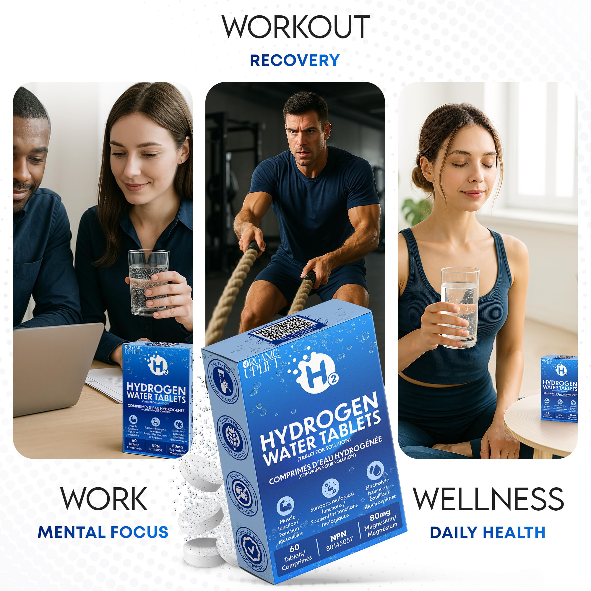 60 Ct Hydrogen Water Tablets – Magnesium Tablets for Energy, Hydration & Muscle Function –Support Recovery, Fatigue and Mental Clarity. Lab Tested 🍁 All In One Marketplace Canada