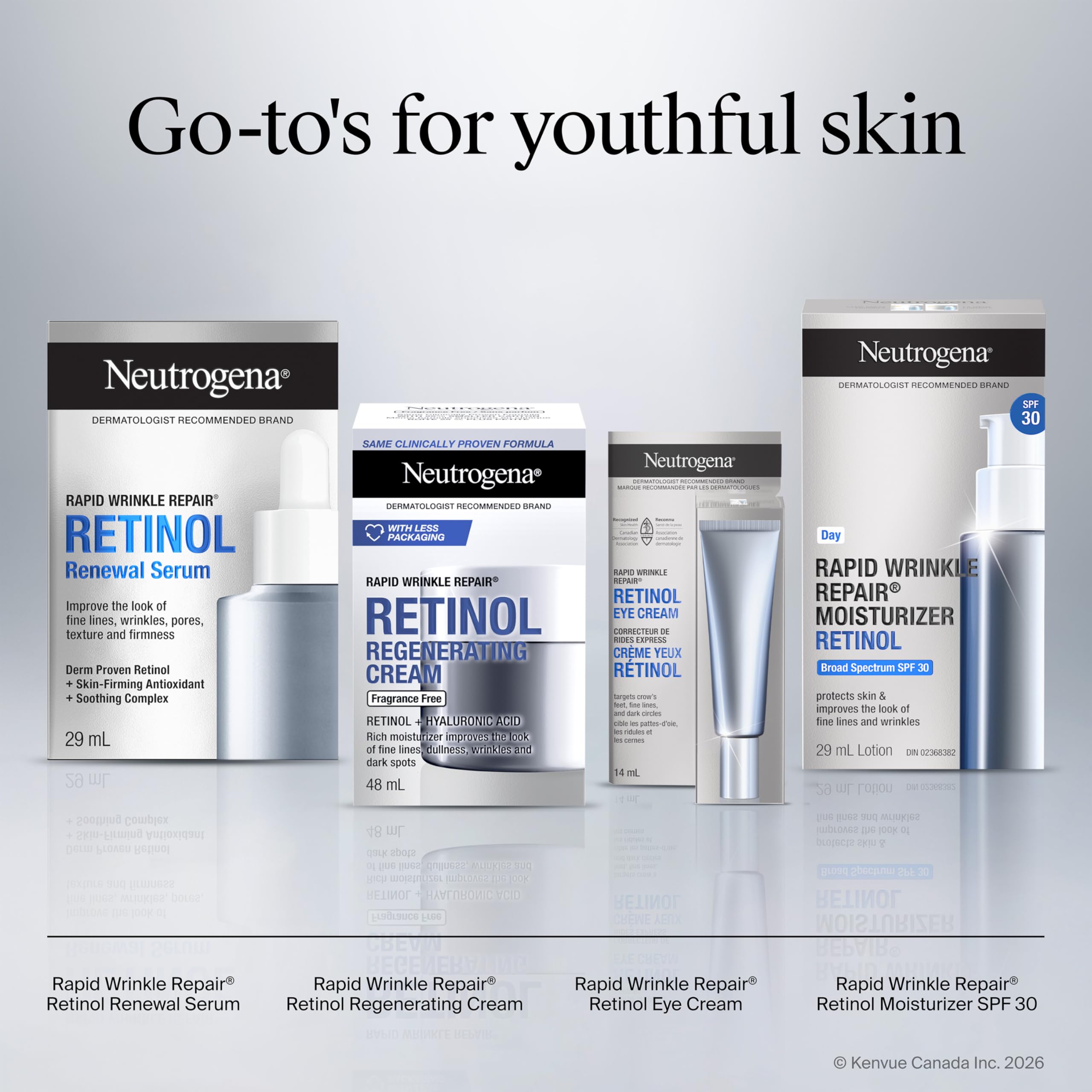 Neutrogena Anti Aging Retinol Face Cream with Hyaluronic Acid, Rapid Wrinkle Repair Regenerating Moisturizer, Fragrance Free, Paraben Free, Oil Free, 48mL 🍁 All In One Marketplace Canada