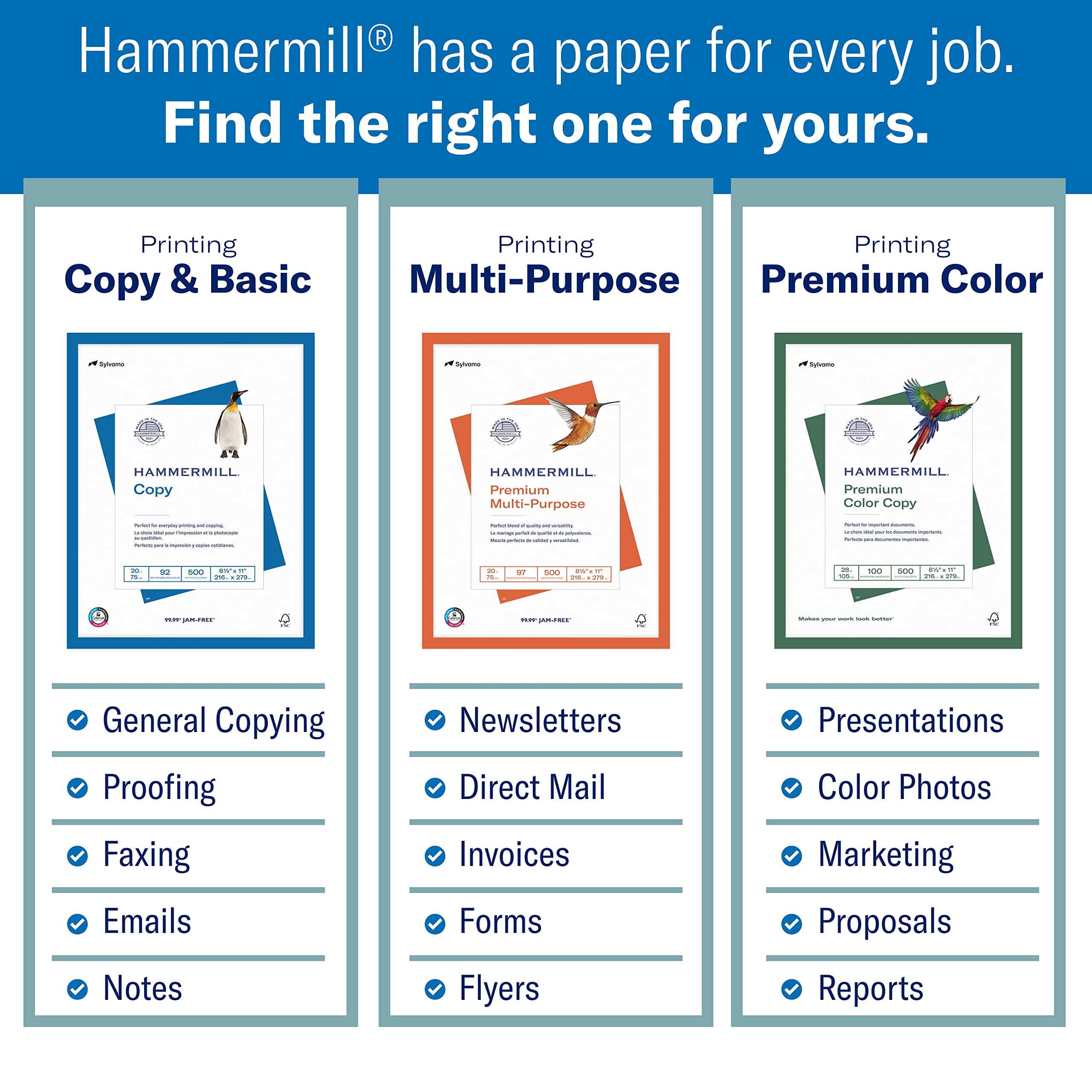 Hammermill Paper, Copy, 20lb, 8.5 x 11, 92 Bright, Letter, 1,500 Sheets / 3 Reams, (113620), Made In The USA 🍁 All In One Marketplace Canada