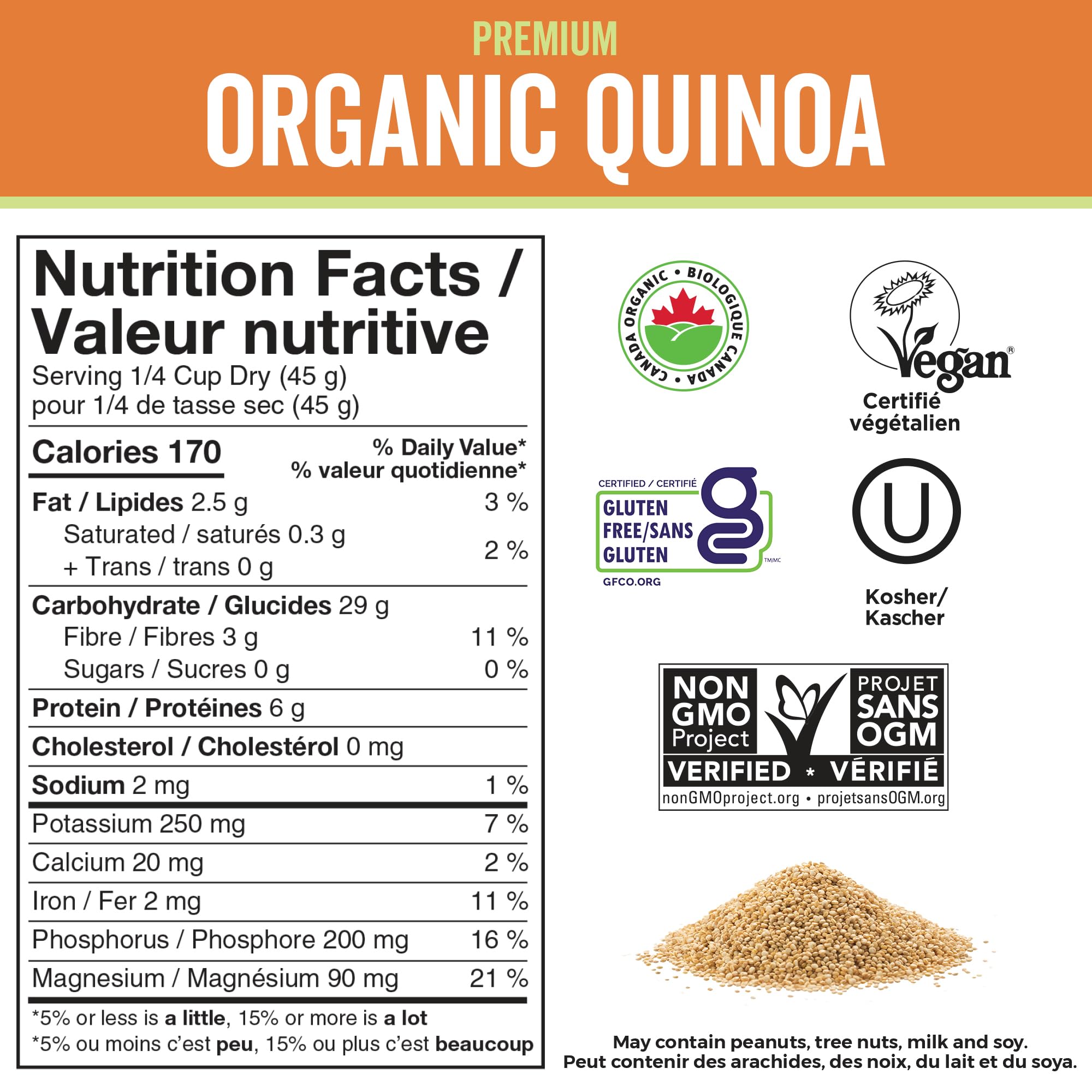 Viva Naturals Organic Quinoa (4 lb) – Quinoa Organic, Non-GMO & Pre-Washed Whole Grain | Gluten-Free Vegan Plant Protein, Source of Fibre & Iron, Puffed Rice & Pasta Substitute 🍁 All In One Marketplace Canada
