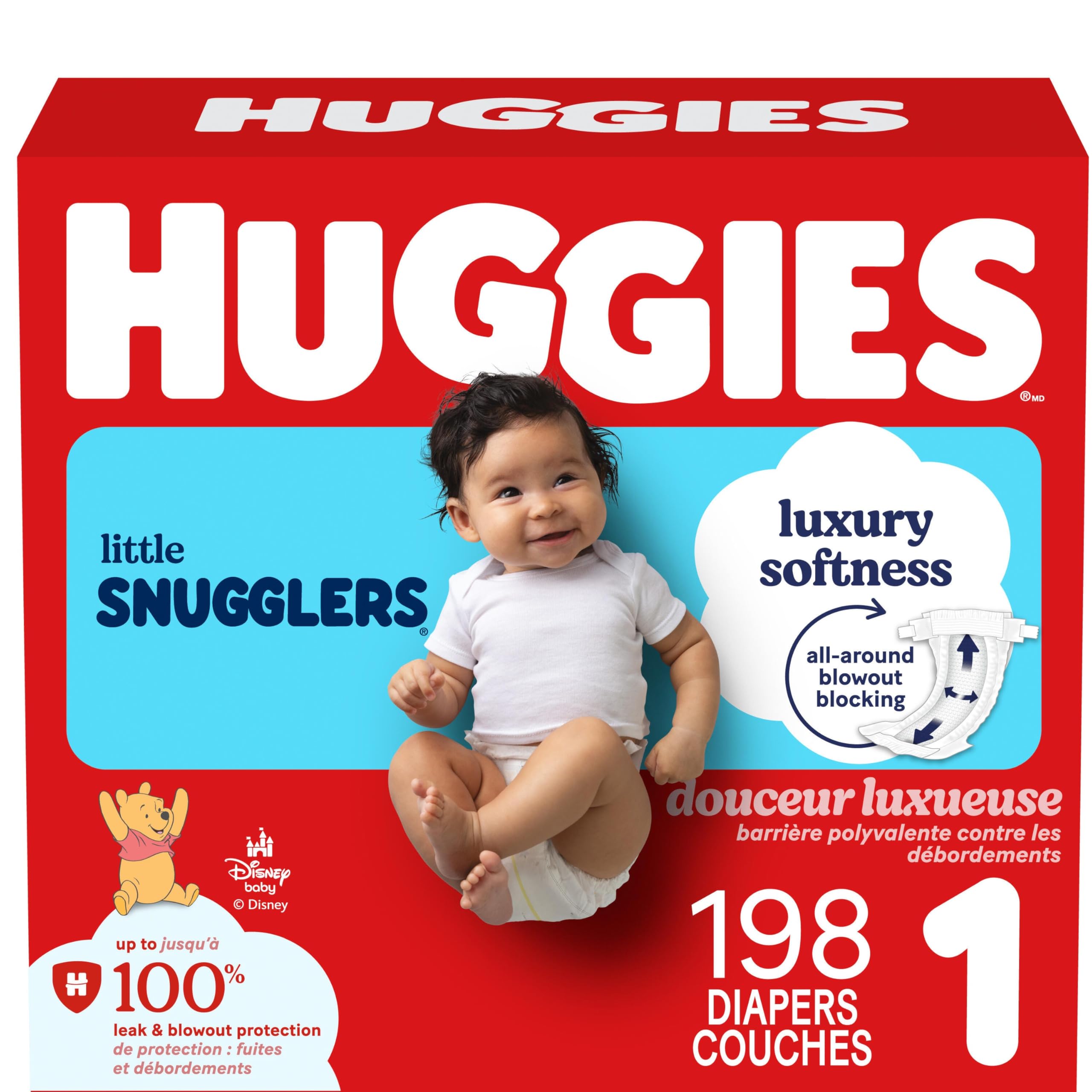 Huggies Size 1 Diapers, Little Snugglers Diapers, Size 1 (8-14 lbs), 198 Count (6 packs of 33), Packaging May Vary 🍁 All In One Marketplace Canada