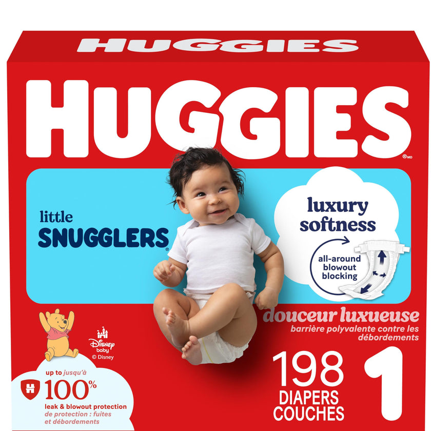 Huggies Size 1 Diapers, Little Snugglers Diapers, Size 1 (8-14 lbs), 198 Count (6 packs of 33), Packaging May Vary 🍁 All In One Marketplace Canada