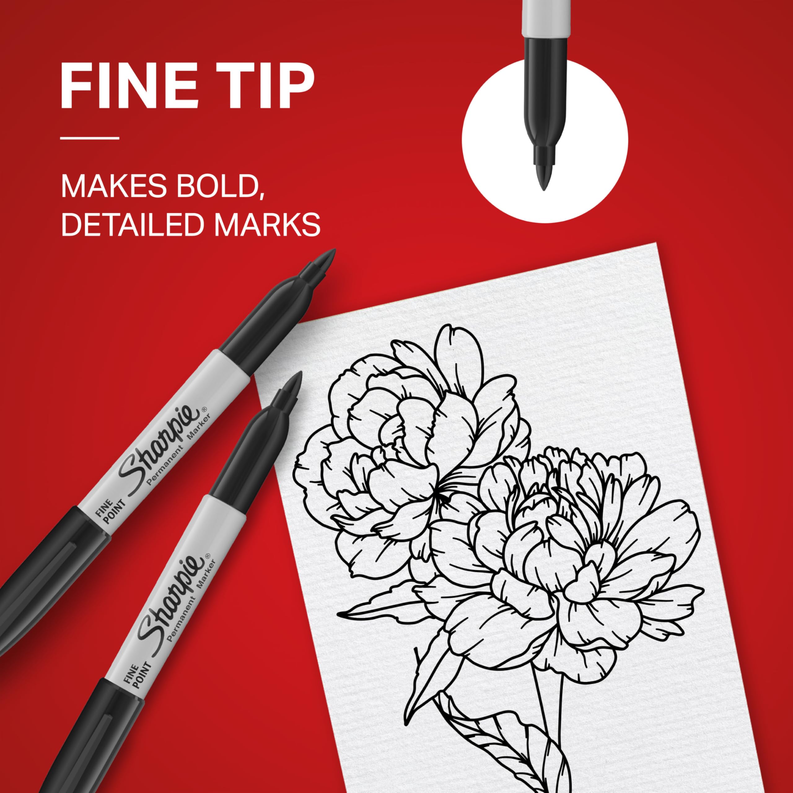 Sharpie Permanent Markers, Fine Point, Black, 12 Count 🍁 All In One Marketplace Canada