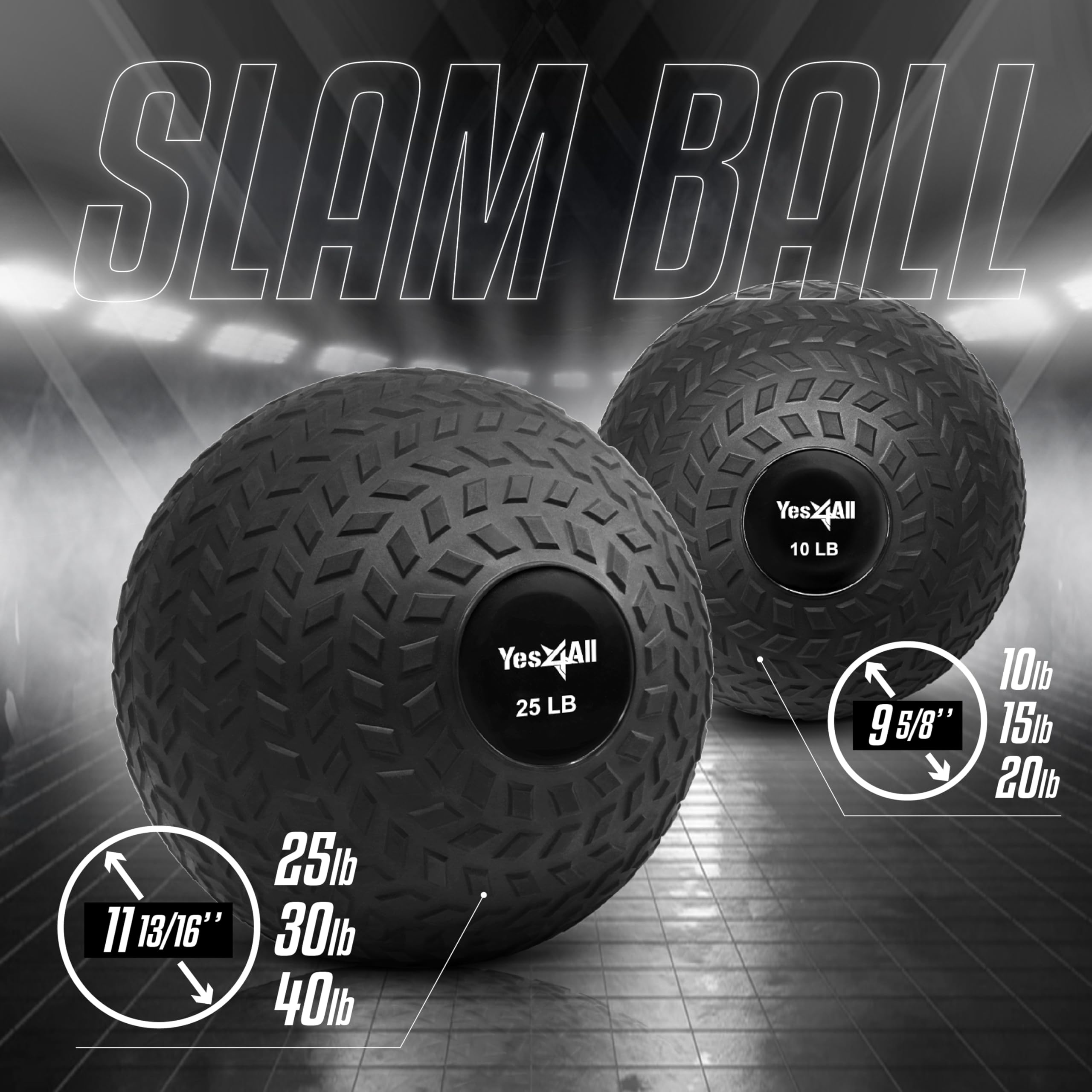 Yes4All 10 lbs Slam Ball for Strength and Cross Training – Medicine Ball (Black) 🍁 All In One Marketplace Canada