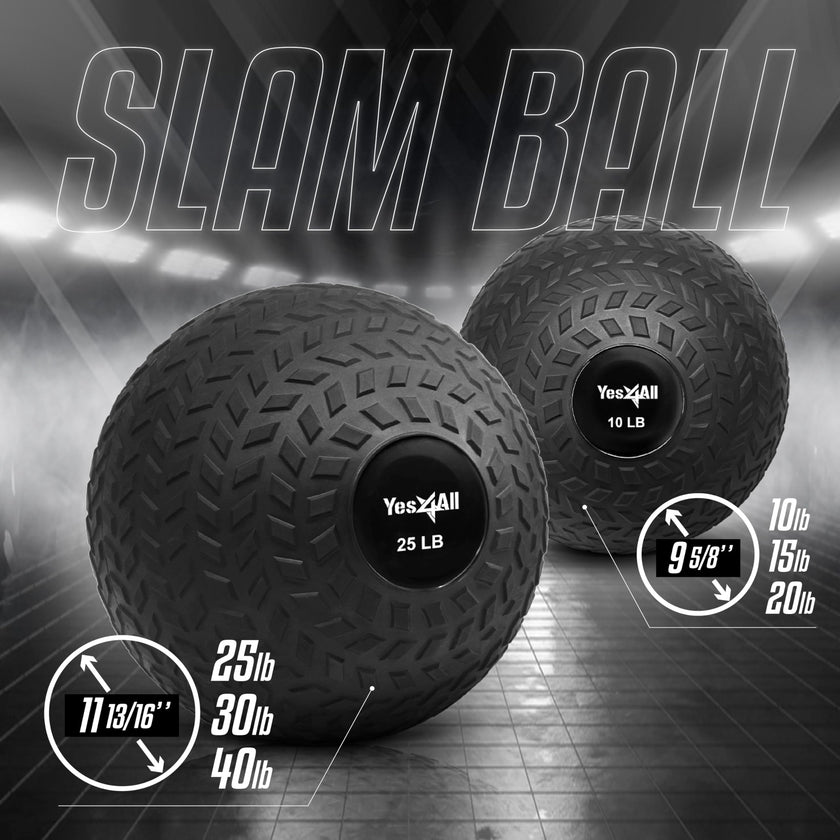 Yes4All 10 lbs Slam Ball for Strength and Cross Training – Medicine Ball (Black) 🍁 All In One Marketplace Canada