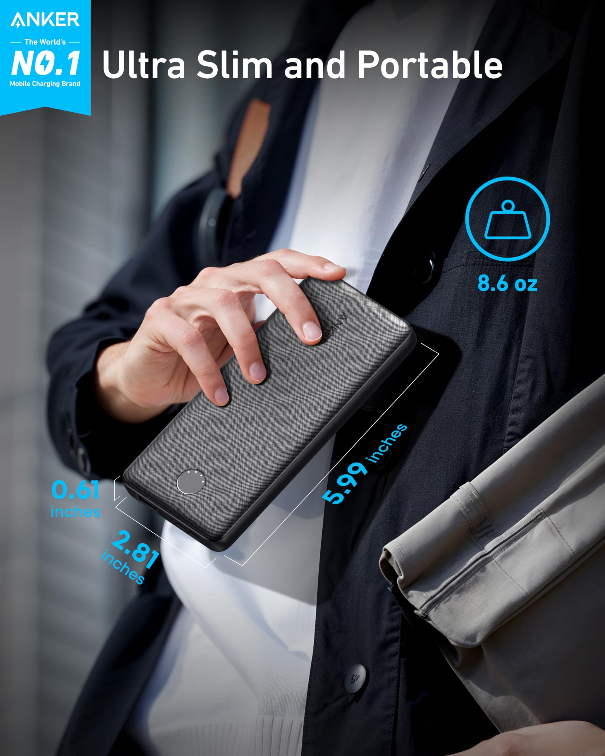 Anker Power Bank(PowerCore 10K),Compact Travel-Ready 10,000mAh Battery Pack with PowerIQ Charging Technology,5V/3A High-Speed Charging for iPhone,iPad,and More (USB-C Input and Output（Black），1pack) 🍁 All In One Marketplace Canada