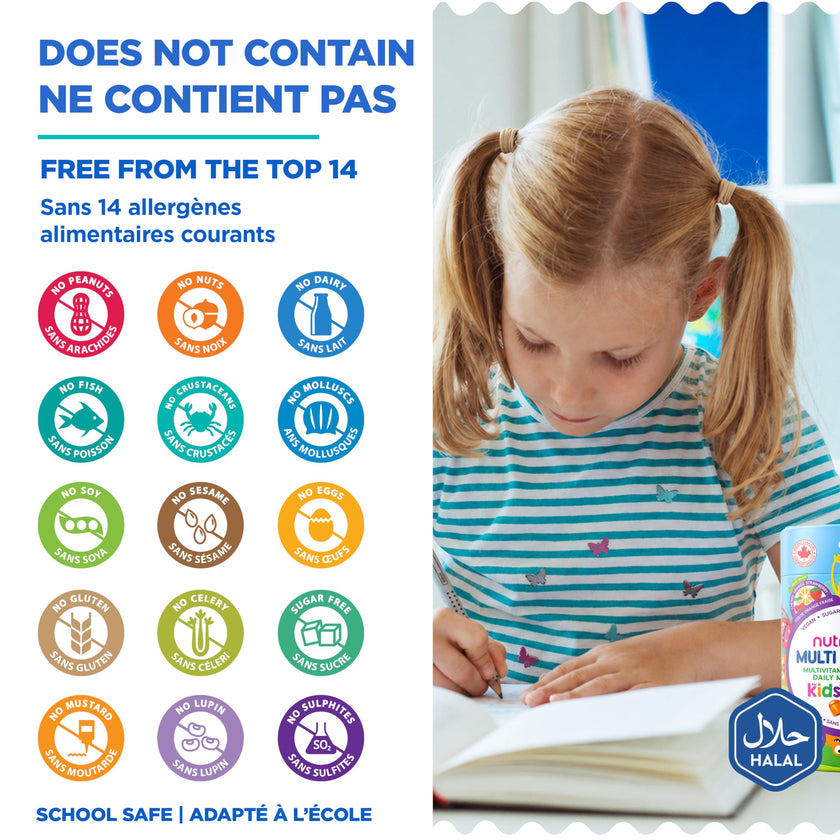 CANADIAN NUTRAMIN Children's Daily Vegan Multivitamin Gummies Vitamin C, D2 & Zinc for Immunity, Plant-Based, Sugar-Free, Nut-Free, Gluten-Free with Biotin, Vitamin A, B, B6, B12 +More 90 Ct (45 Day Supply) 🍁 All In One Marketplace Canada