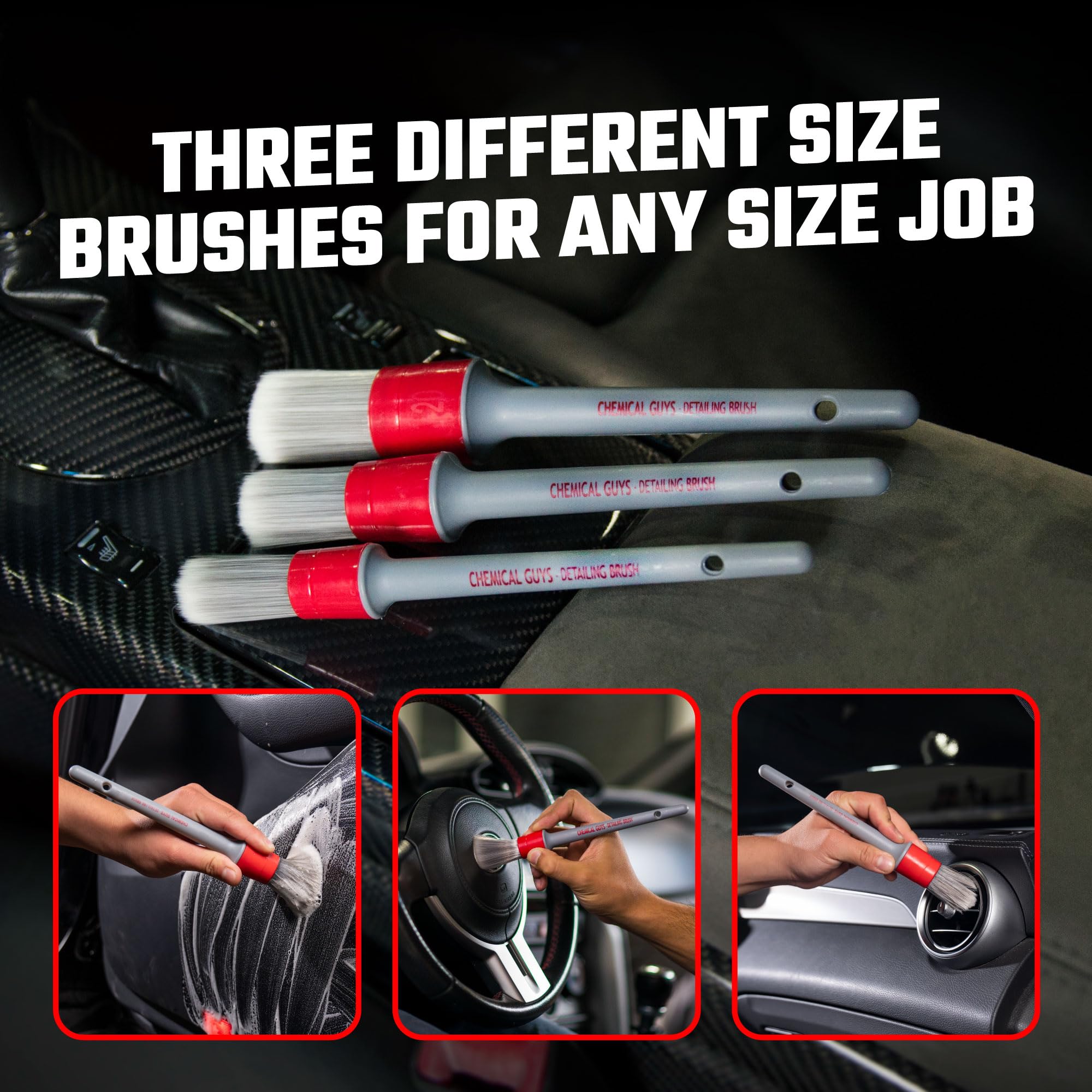 Chemical Guys All in The Details Interior Detailing Brush Set (Great for Cars, Trucks, SUVs, RVs, & More) 🍁 All In One Marketplace Canada