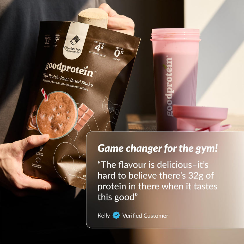 Good Protein – 32g Protein, Vegan High Protein Powder, 100% Natural, Non-GMO, Dairy-free, Gluten & Soy Free and No Added Sugar. Plant-Based Protein Shake (Chocolate Milk, 470 g) 🍁 All In One Marketplace Canada