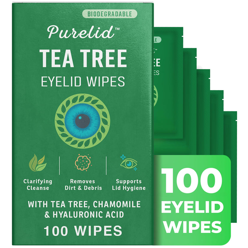 Tea Tree Eyelid Wipes – 100 Tea Tree Oil Eye Wipes for People with Dry Eyes & Allergies – Gentle Eyelid Cleanser with Hyaluronic Acid – Individually Wrapped & Biodegradable 🍁 All In One Marketplace Canada