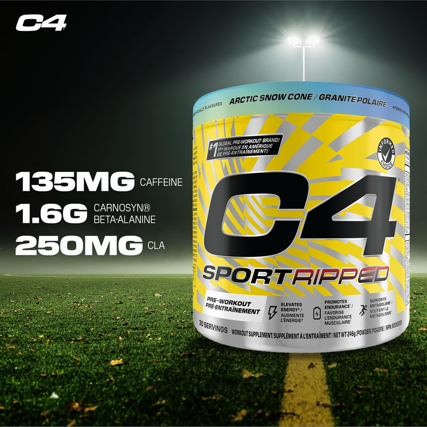 Cellucor C4 Ripped Thermogenic Pre Workout Powder - Informed-Choice Certified Preworkout Energy & Fat Metabolism - Artic Snow Cone, 30 Servings 🍁 All In One Marketplace Canada