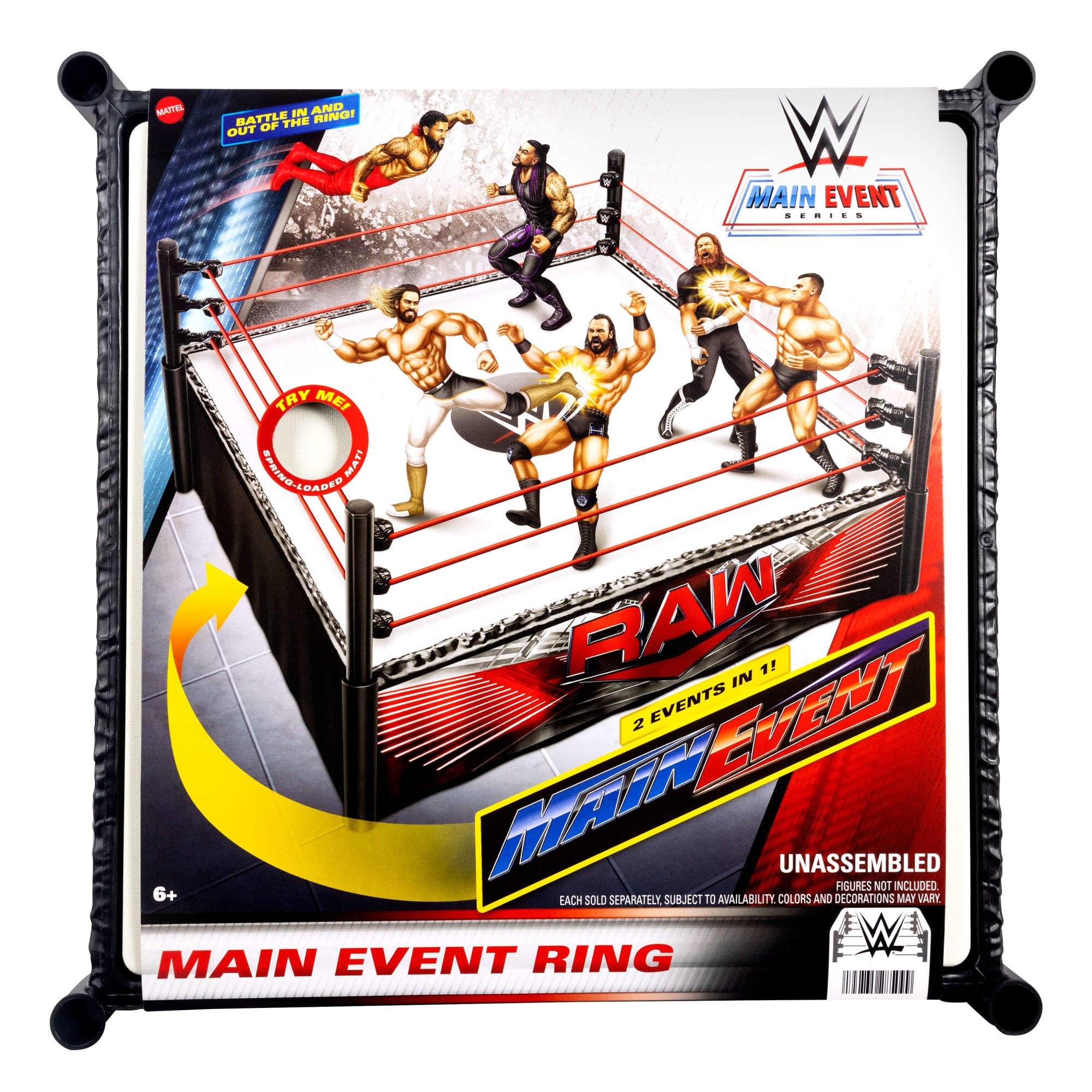 Mattel WWE Superstar Ring with Labels for Main Event & RAW, Spring-Loaded Ring Mat & Pro Tension Elastic Ropes 🍁 All In One Marketplace Canada