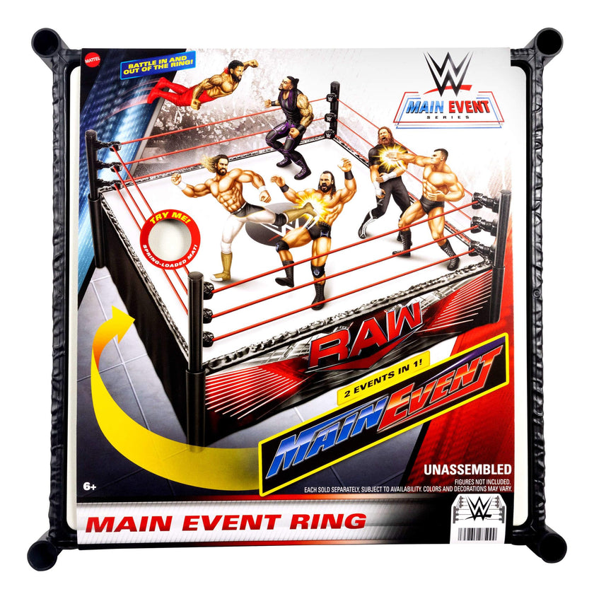 Mattel WWE Superstar Ring with Labels for Main Event & RAW, Spring-Loaded Ring Mat & Pro Tension Elastic Ropes 🍁 All In One Marketplace Canada