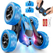 QUNREDA Remote Control Car for Kids Ages 6+, RC Cars Stunt Car Toy 4WD Double Sided 360° Rotating Remote Control with Headlights, Birthday Xmas Gifts for Boys 6 7 8 9 10 11 12 1-Blue 🍁 All In One Marketplace Canada