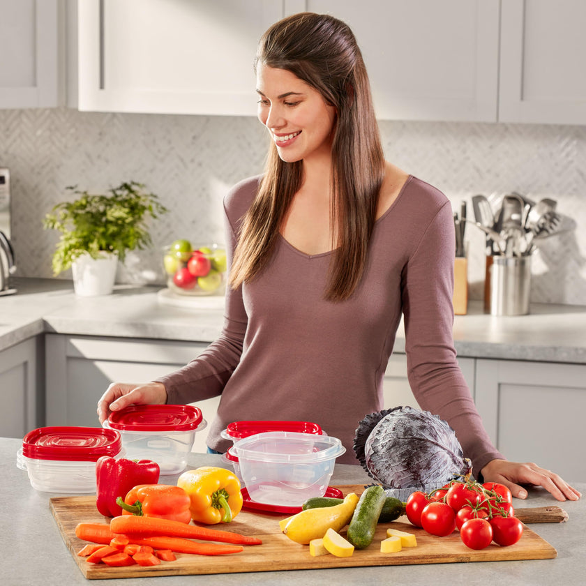 Rubbermaid TakeAlongs Food Storage Containers, 52 Piece Plastic Container Set, Dishwasher and Microwave Safe Meal Prep, Snack, and Lunch Container, BPA Free, Ruby Red 🍁 All In One Marketplace Canada
