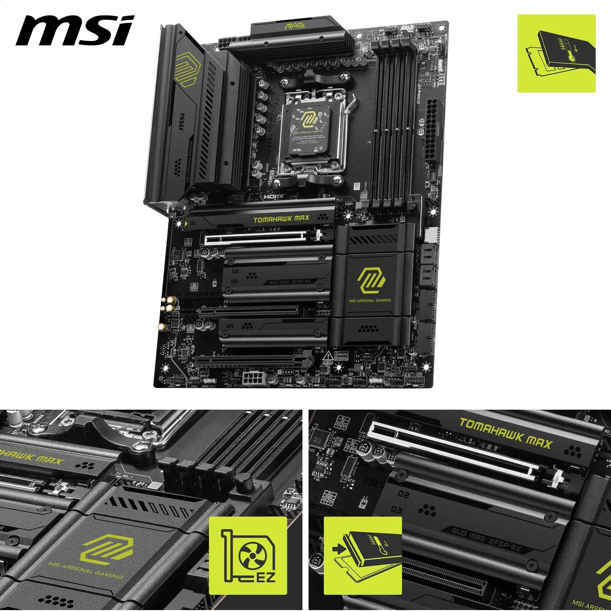 MSI MAG B850 Tomahawk MAX WiFi Gaming Motherboard (AMD Ryzen 9000/8000/7000 Series Processors, AM5, DDR5, PCIe 4.0, M.2, SATA 6Gb/s, USB 3.2 Gen 2, HDMI/DP, Wi-Fi 7, Bluetooth 5.3, 2.5Gbps LAN, ATX) 🍁 All In One Marketplace Canada