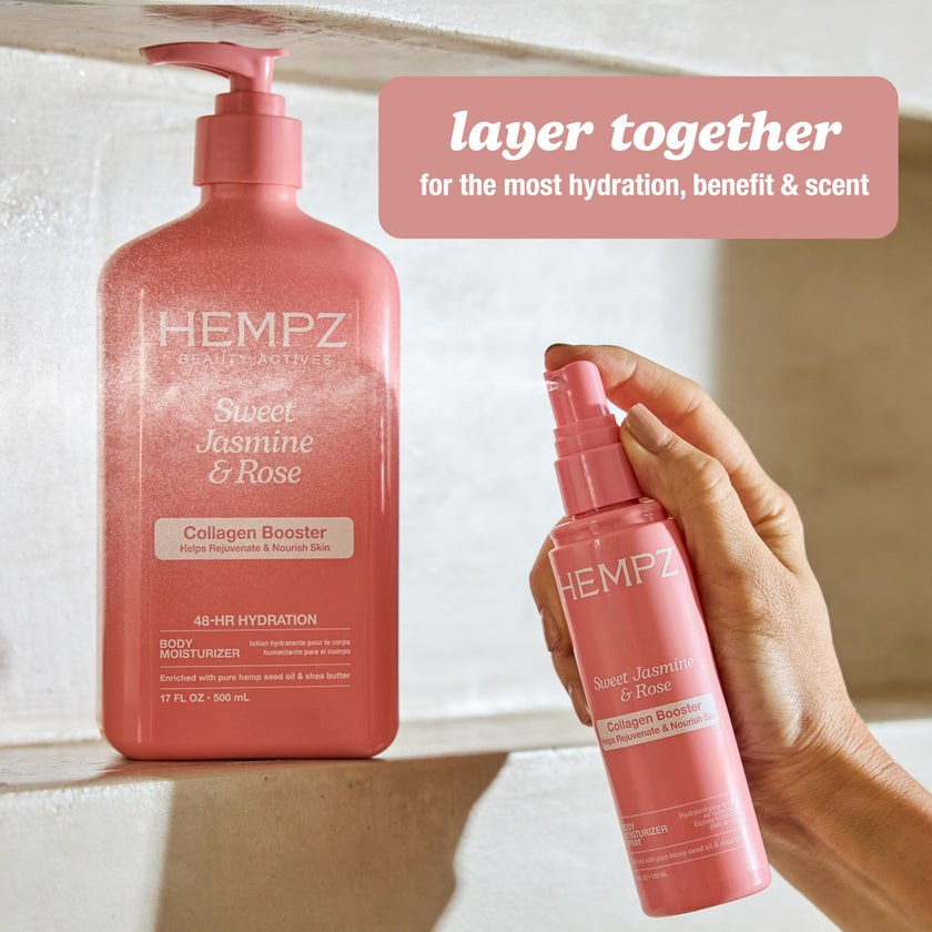 HEMPZ Body Lotion - Sweet Jasmine & Rose Daily Moisturizing Cream, Shea Butter Hand and Body Moisturizer - Hemp Lotion - Skin Care Products, Hemp Seed Oil - 17 oz. 🍁 All In One Marketplace Canada