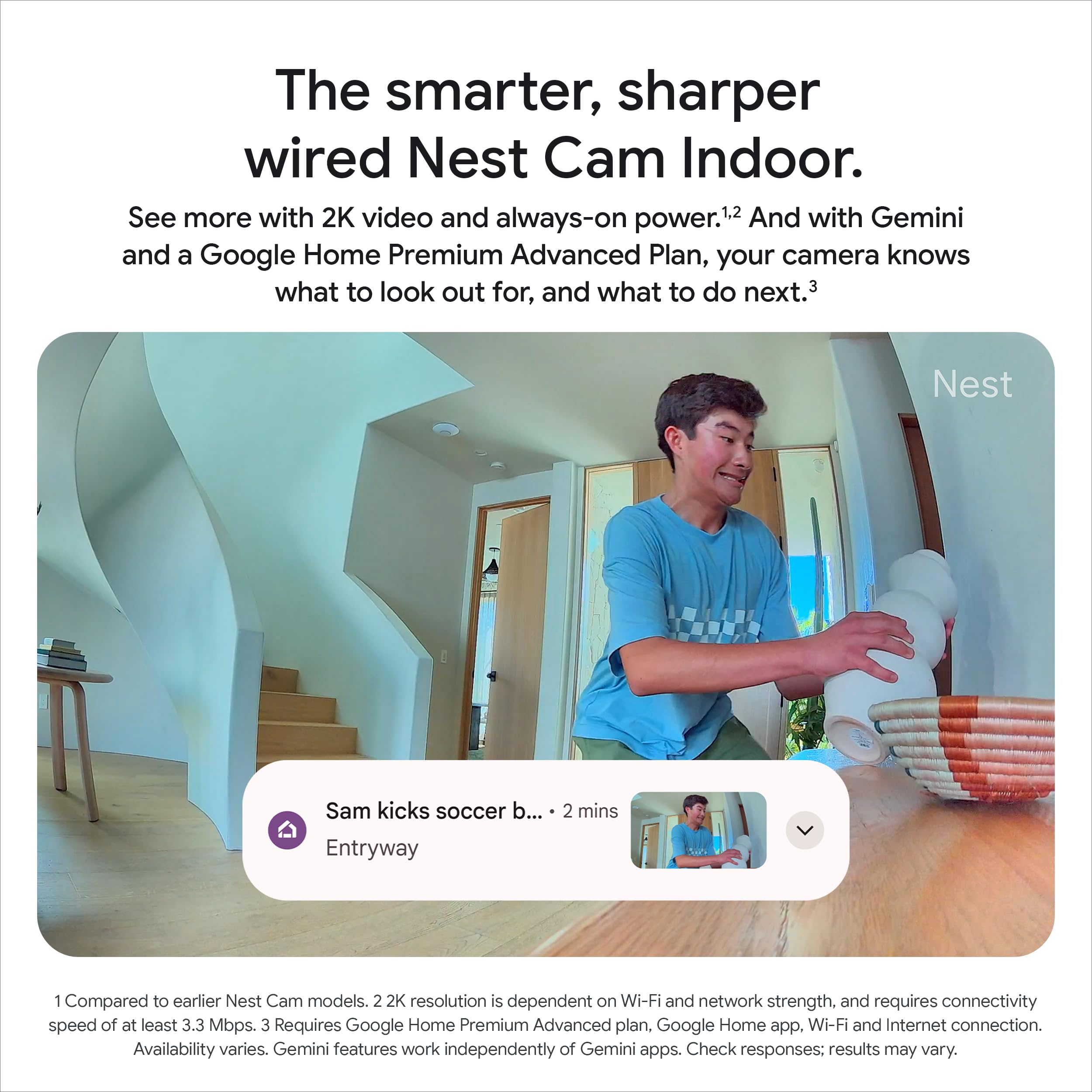 Google Nest Cam Indoor (Wired, 3rd gen) - 2K Video and Gemini 🍁 All In One Marketplace Canada