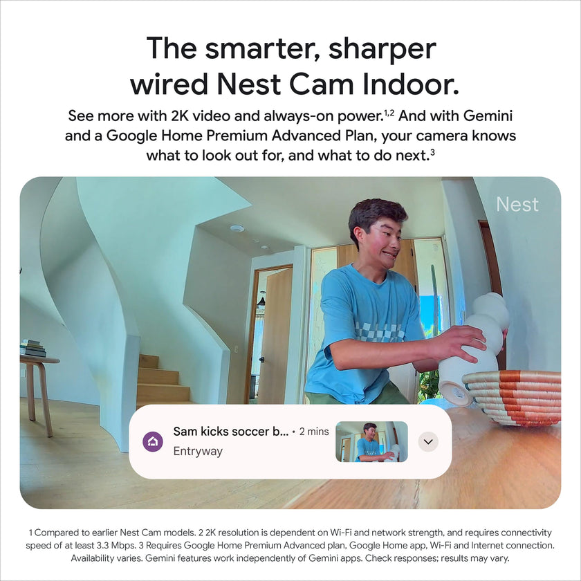 Google Nest Cam Indoor (Wired, 3rd gen) - 2K Video and Gemini 🍁 All In One Marketplace Canada