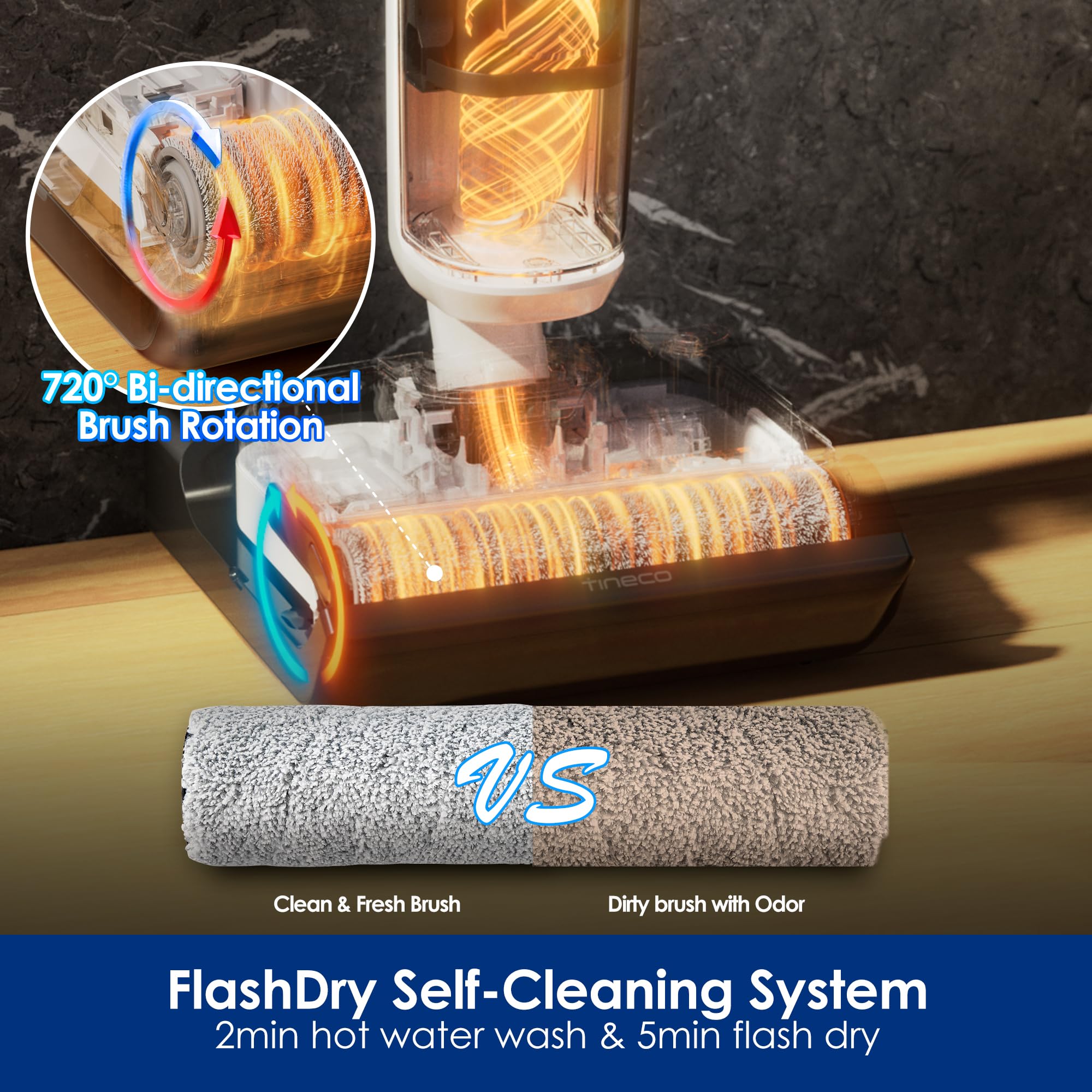 Tineco Floor ONE Stretch S6 Cordless Wet Dry Vacuum Cleaner, 180°Lay-Flat Smart Vacuum Mop, 40 Minutes Long Runtime 158℉ Flashdry Self-Cleaning, Dual-Sided Edge Cleaning Lightweight Floor Cleaner 🍁 All In One Marketplace Canada