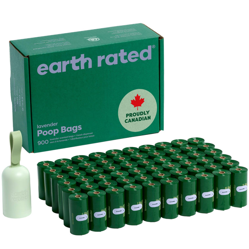 Earth Rated Dog Poop Bag Holder, Durable and Guaranteed Leakproof, Lavender Scented, 1 Dispenser and 900 Bags 🍁 All In One Marketplace Canada