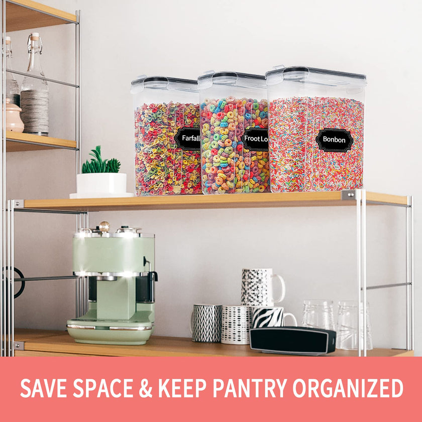 Large Dry Food Storage Containers with Lids, PRAKI 6PCS 4L Airtight Cereal Containers Storage, Leak-proof Canister Set for Kitchen Pantry Organizers and Storage with 20 Labels & Marker 🍁 All In One Marketplace Canada