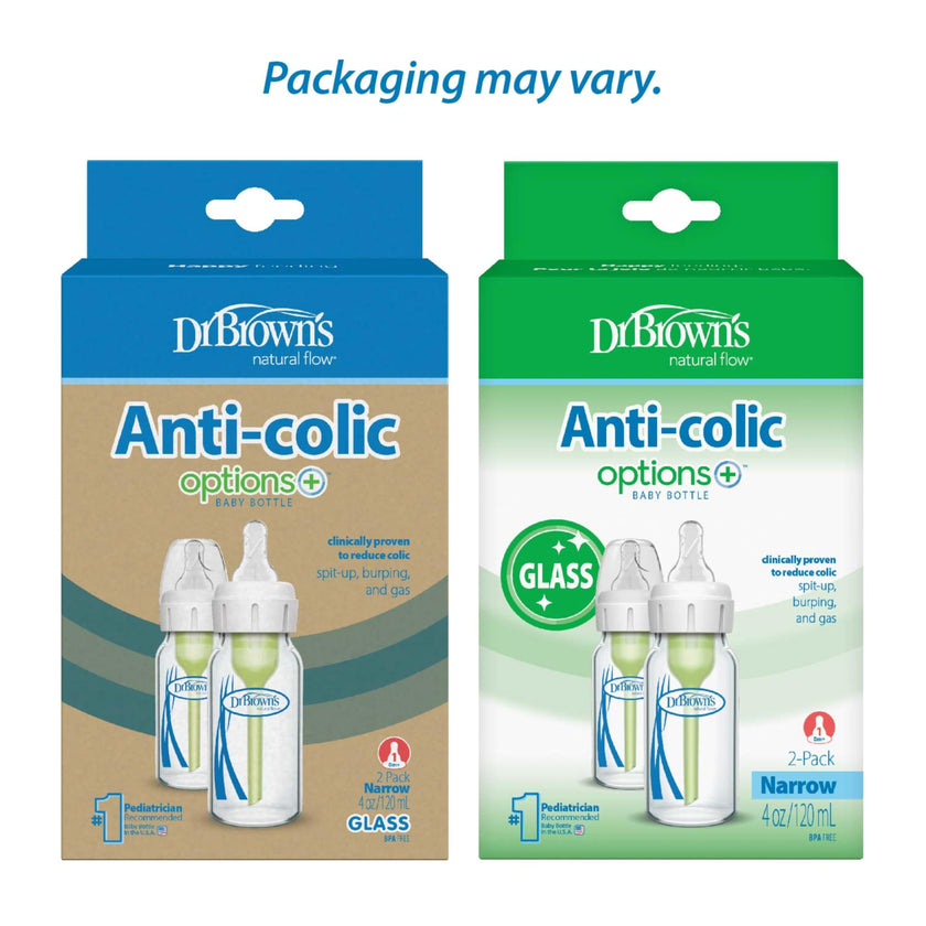 Dr. Brown’s Natural Flow Anti-Colic Options+ Narrow Glass Baby Bottles, 4oz, 2-Pack 🍁 All In One Marketplace Canada