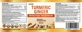 Herba Turmeric Supplements for Inflammation with Black Pepper and Ginger - 180 Capsules | 5,555mg Equiv. with 95% Turmeric Curcumin Supplements with Black Pepper | Joint Pain Relief | Made in Canada 🍁 All In One Marketplace Canada