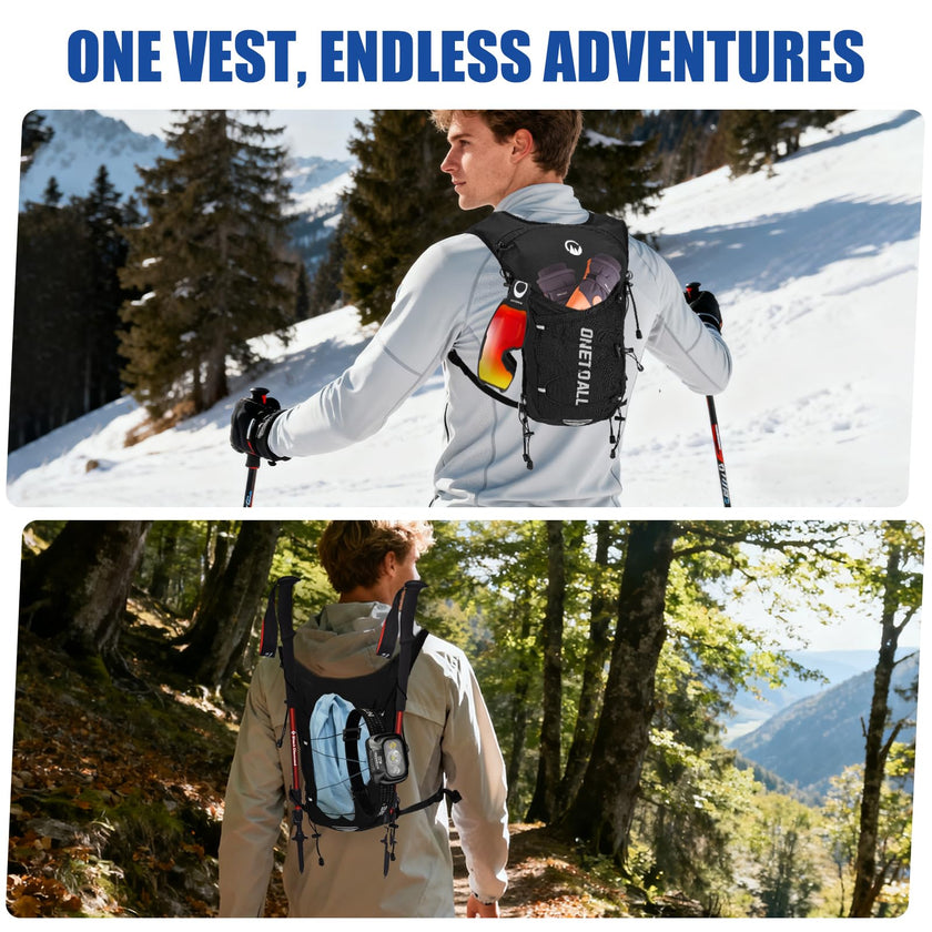 ONETOALL Running Vest for Women & Men, Hydration Backpack 6L - 1x 500ml Flask Included, 16 Reflective Points, Emergency Whistle, Lightweight Breathable for Trail Running, Hiking (Black) 🍁 All In One Marketplace Canada