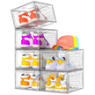 Thicken & Sturdy Clear Shoe Storage Organizer with Magnetic Door, Stackable Boxes for Closet, Foldable Space-Saving Shoe Rack for Sneaker Boot Container, Plastic Shoe Cabinet Shoe Box 6 Pack, White 🍁 All In One Marketplace Canada