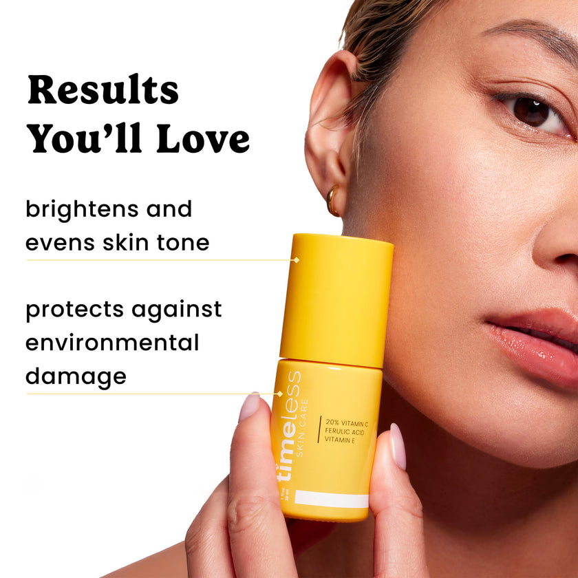 Timeless Skin Care Vitamin C Serum with Vitamin E & Ferulic Acid - 20% Vitamin C Brightening Serum - FaceSerum for Oily & Dry Skin - Fragrance-FreeSerum for Skin Care - 4 oz 🍁 All In One Marketplace Canada