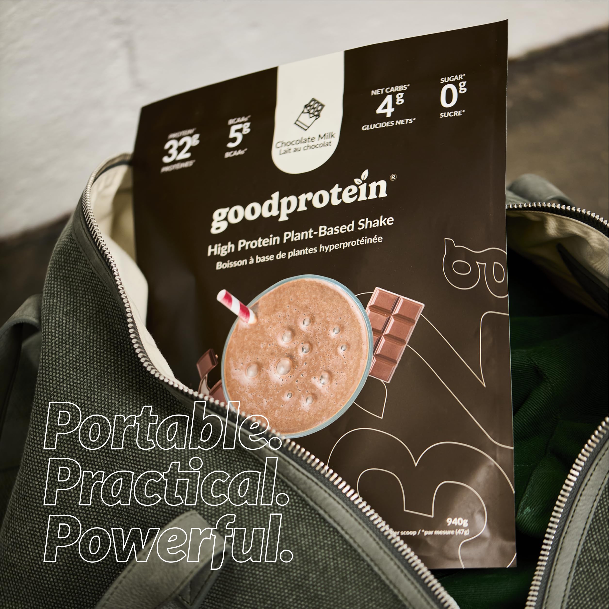 Good Protein – 32g Protein, Vegan High Protein Powder, 100% Natural, Non-GMO, Dairy-free, Gluten & Soy Free and No Added Sugar. Plant-Based Protein Shake (Chocolate Milk, 940 g) 🍁 All In One Marketplace Canada