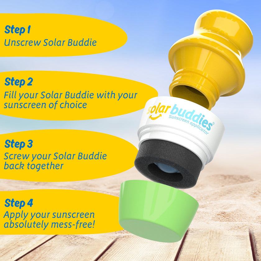 Solar Buddies Sunscreen Applicator - Green & Blue Duo - Refillable Roll on Sponge Sunscreen, Suncream & Lotion Applicator For Kids, Adults & Families - Holds 100ml, Perfect Size for Travel 🍁 All In One Marketplace Canada