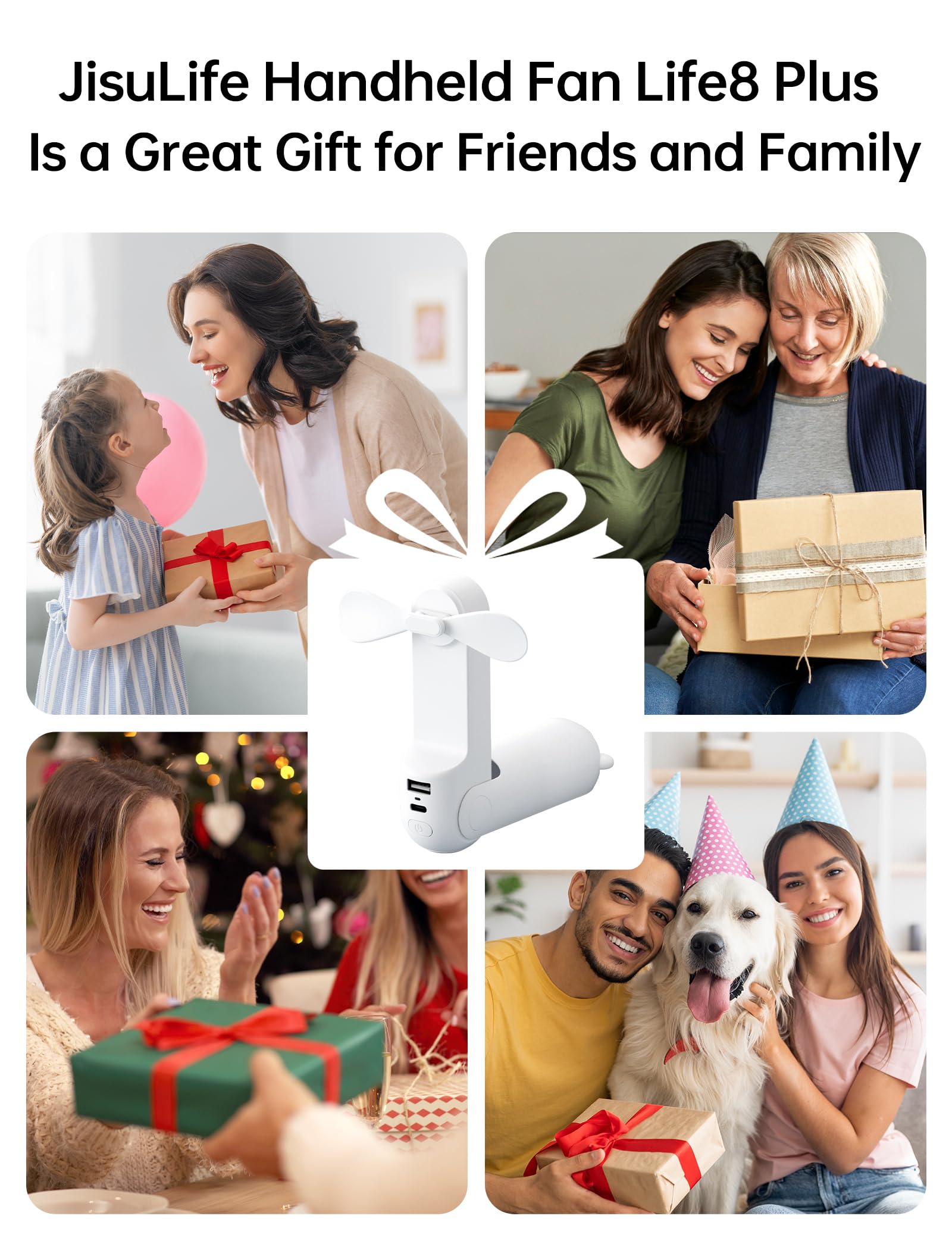 JISULIFE Hand Portable Fan with 4500 mAh Power Bank, 20-37 Hrs Runtime, Battery Operated Folding Pocket Fan, 3 Speeds, Enhanced Airflow, Rechargeable Quiet Mini Fan for Home, Outdoor-White 🍁 All In One Marketplace Canada