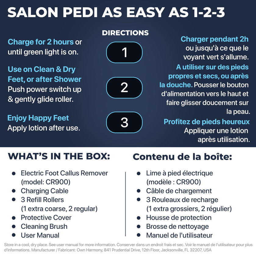 Callus Remover: Electric Rechargeable Pedicure Tools for Men/Women by Own Harmony w 3 Rollers (Tested Powerful) Best Foot File,Professional Spa Electronic Micro Pedi Feet Care Perfect for Cracked Skin 🍁 All In One Marketplace Canada